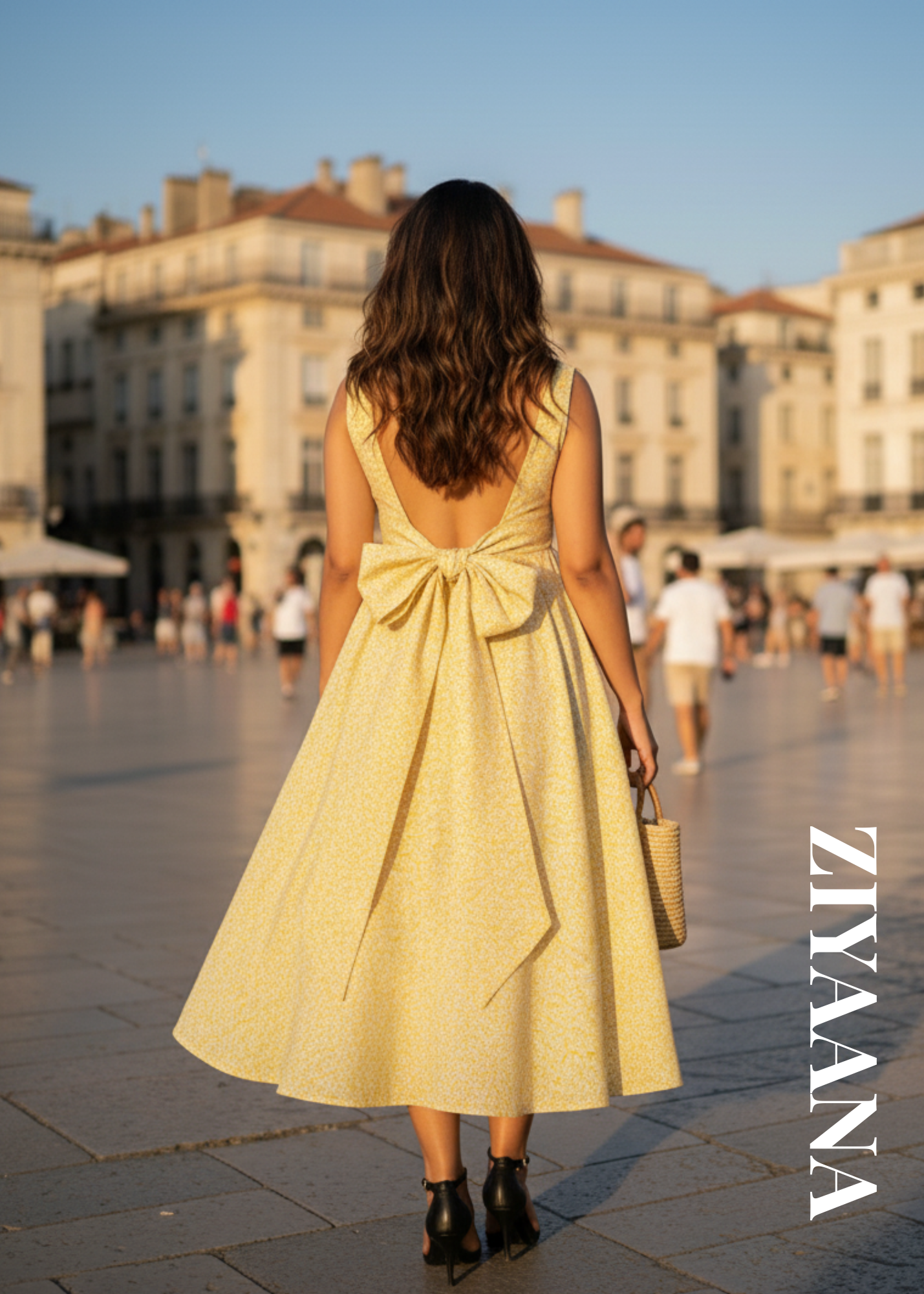 Sunshine Back-Bow Midi Dress